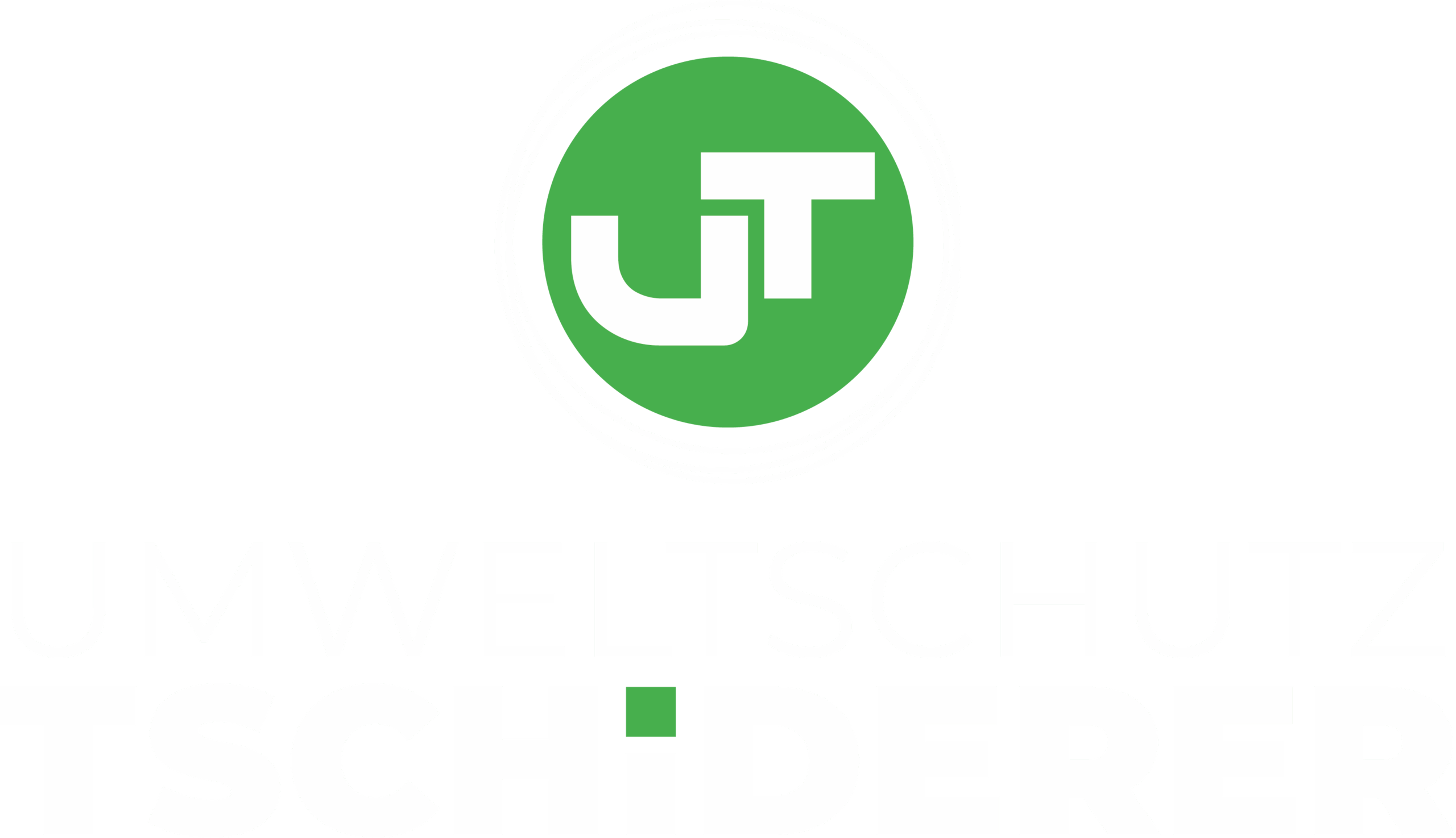 Grünes UT-Logo über der Aufschrift Umweltschutz Tschiderer auf hellem Hintergrund.